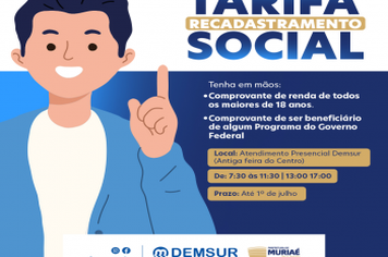 Termina nesta sexta (1°) o prazo para recadastramento dos beneficiários da Tarifa Social do Demsur