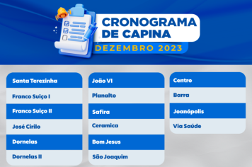 Cronograma de capina de Dezembro