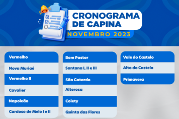 Cronograma de capina de Novembro